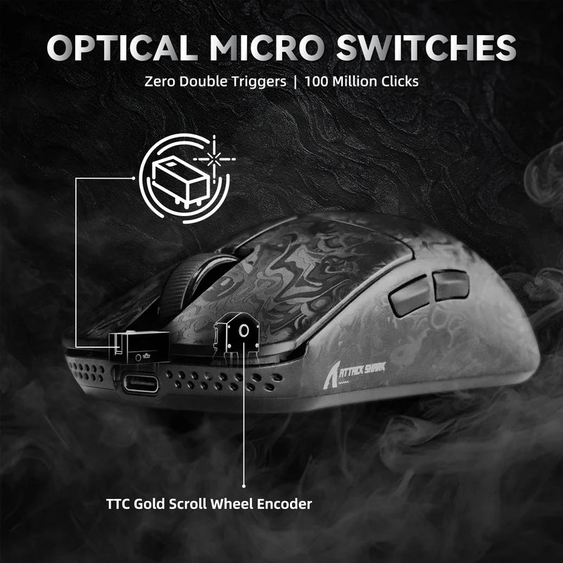 Attack Shark R11 Ultra Draadloze Gaming Muis, Carbon Fiber, 49g