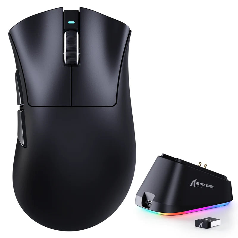 Attack Shark V3 Pro Draadloze Gaming Muis, 62g, Magnetisch Oplaadstation