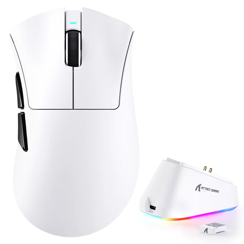 Attack Shark V3 Pro Draadloze Gaming Muis, 62g, Magnetisch Oplaadstation