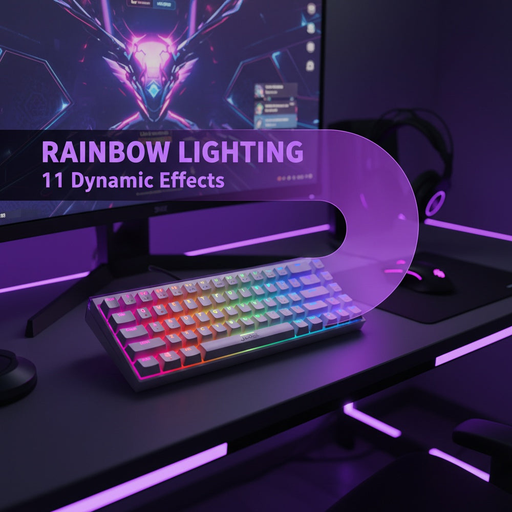 JEDEL Mechanisch Gaming Toetsenbord, 68 Toetsen 65%, Hot-Swap Rode Switches, RGB, USB-C