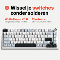 Amply K81 Draadloos Mechanisch Gaming Toetsenbord, 80 Toetsen 75%, Hot-Swap, RGB, Draadloos