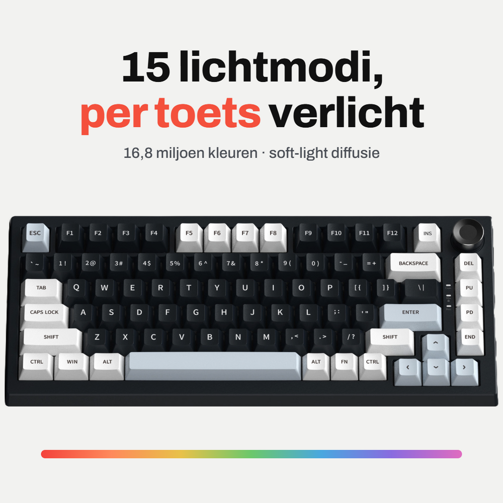 Amply K81 Draadloos Mechanisch Gaming Toetsenbord, 80 Toetsen 75%, Hot-Swap, RGB, Draadloos