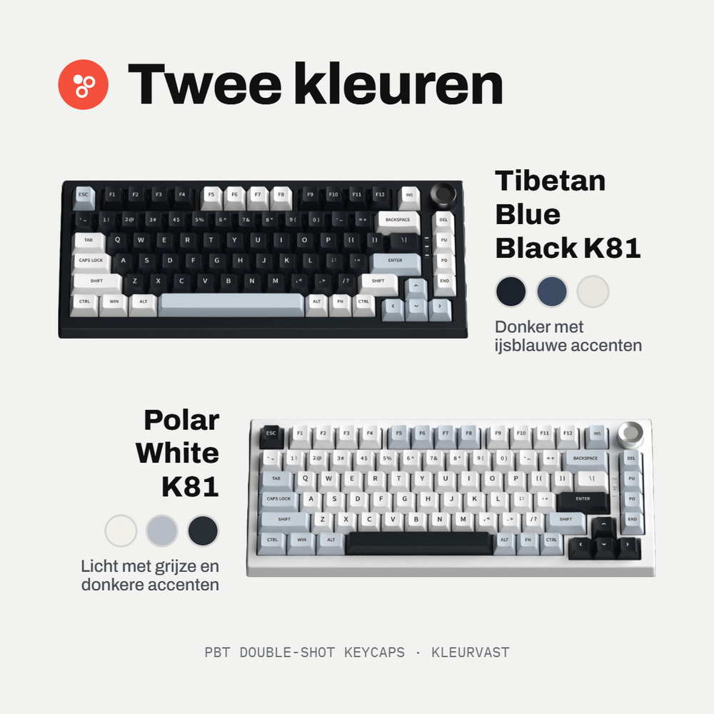 Amply K81 Draadloos Mechanisch Gaming Toetsenbord, 80 Toetsen 75%, Hot-Swap, RGB, Draadloos