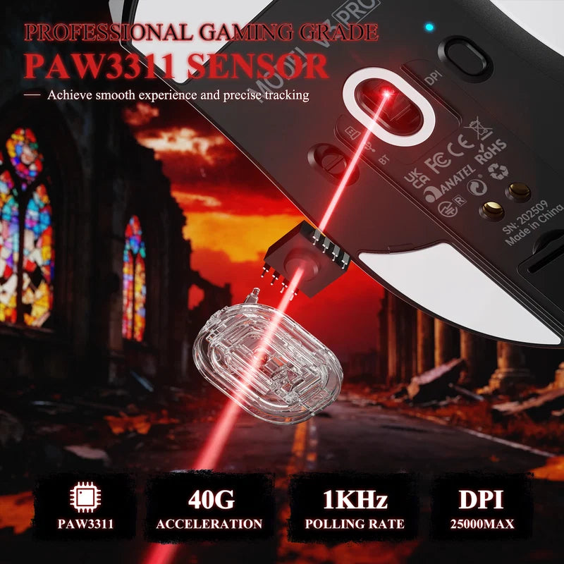 Attack Shark V3 Pro Draadloze Gaming Muis, 62g, Magnetisch Oplaadstation