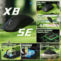 Attack Shark X8 SE Draadloze Gaming Muis, 55g, PAW3311 Sensor