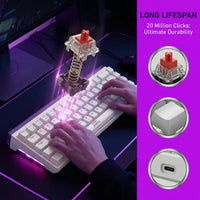 JEDEL Mechanisch Gaming Toetsenbord, 68 Toetsen 65%, Hot-Swap Rode Switches, RGB, USB-C