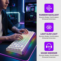JEDEL Mechanisch Gaming Toetsenbord, 68 Toetsen 65%, Hot-Swap Rode Switches, RGB, USB-C
