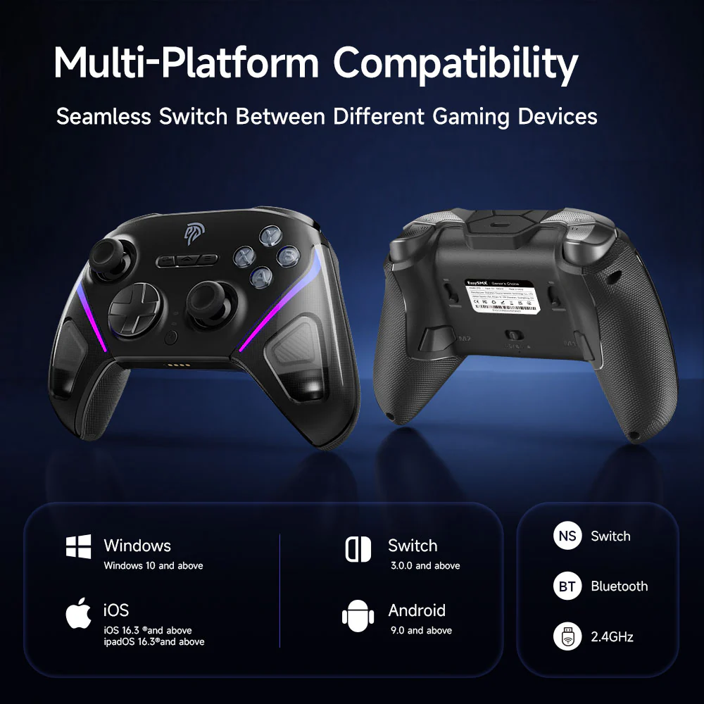 EasySMX D10 Gaming Controller, TMR Sticks, Magnetisch Oplaadstation