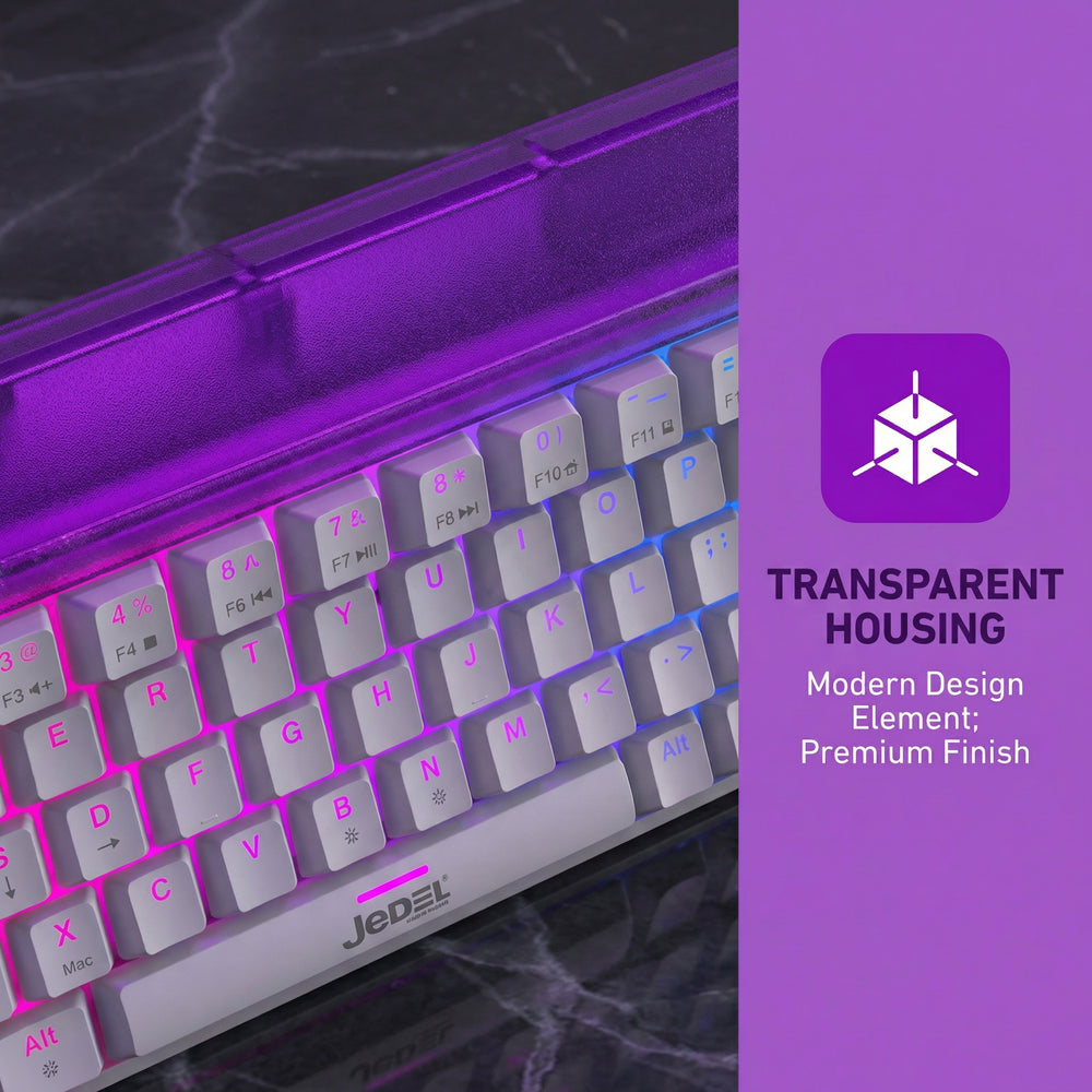 JEDEL Mechanisch Gaming Toetsenbord, 68 Toetsen 65%, Hot-Swap Rode Switches, RGB, USB-C