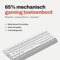 Amply K68 Draadloos Mechanisch Gaming Toetsenbord, 68 Toetsen 65%, Hot-Swap, RGB, Draadloos