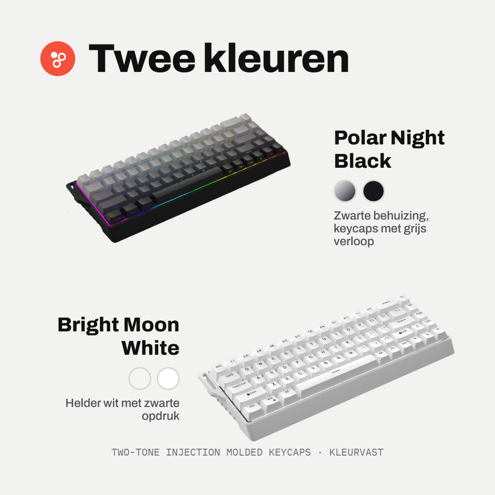 Amply K68 Draadloos Mechanisch Gaming Toetsenbord, 68 Toetsen 65%, Hot-Swap, RGB, Draadloos