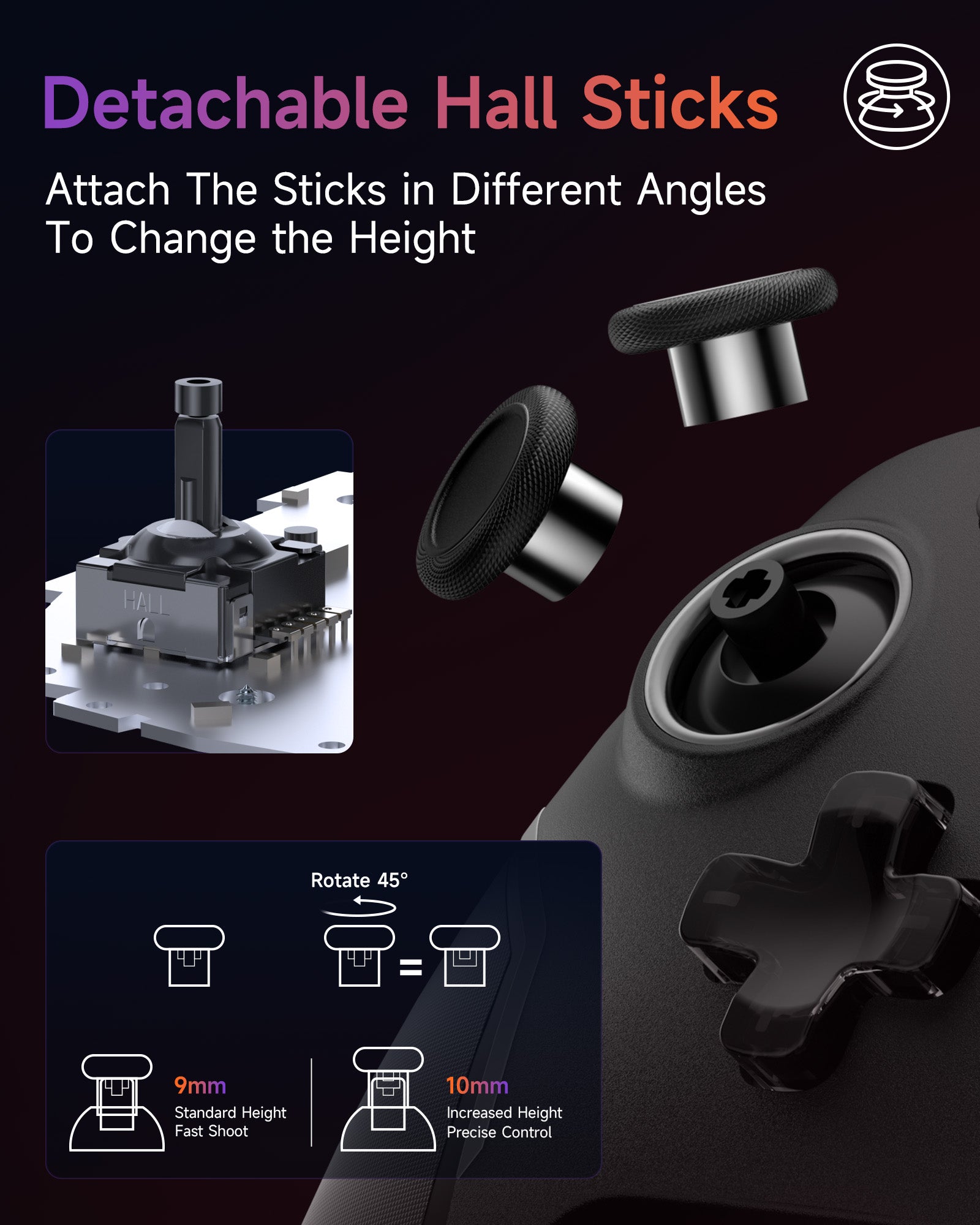 EasySMX X20 Draadloze Controller, Hall Effect Joysticks, Programmeerbaar